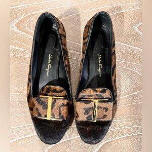 Women’s Salvatore Ferragamo Ferragamo Brown Pony Hair Flower Heel Slipper Shoe